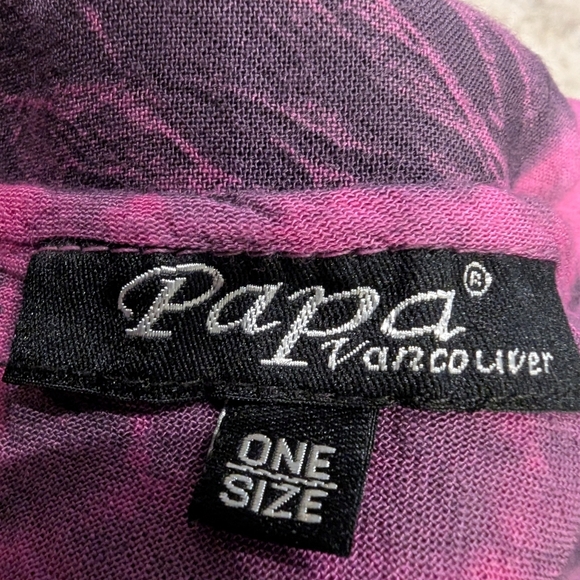 PAPA Vancouver rayon trapeze dress or tunic. Purple pink & white tie Dye, OS - Picture 9 of 11